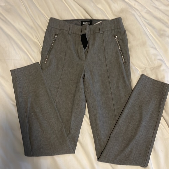 Grey Skinny High Rise Work Pants - Picture 2 of 3